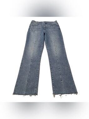 Express Jeans 90’s Slim Women’s Size 16R Denim Super High Rise Frayed Cuffs Slit